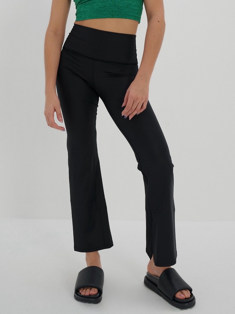 Offline by Aerie The Hugger Coated Crop Slit Flare leggings